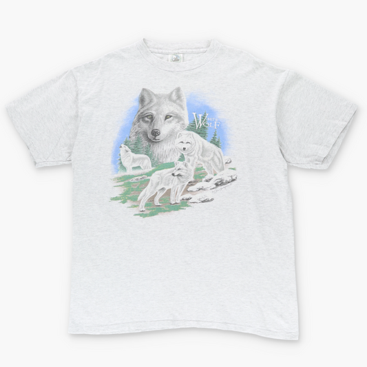 1994 White Wolf Embroidered Forest Snow Single Stitch Grey Tee (XL)