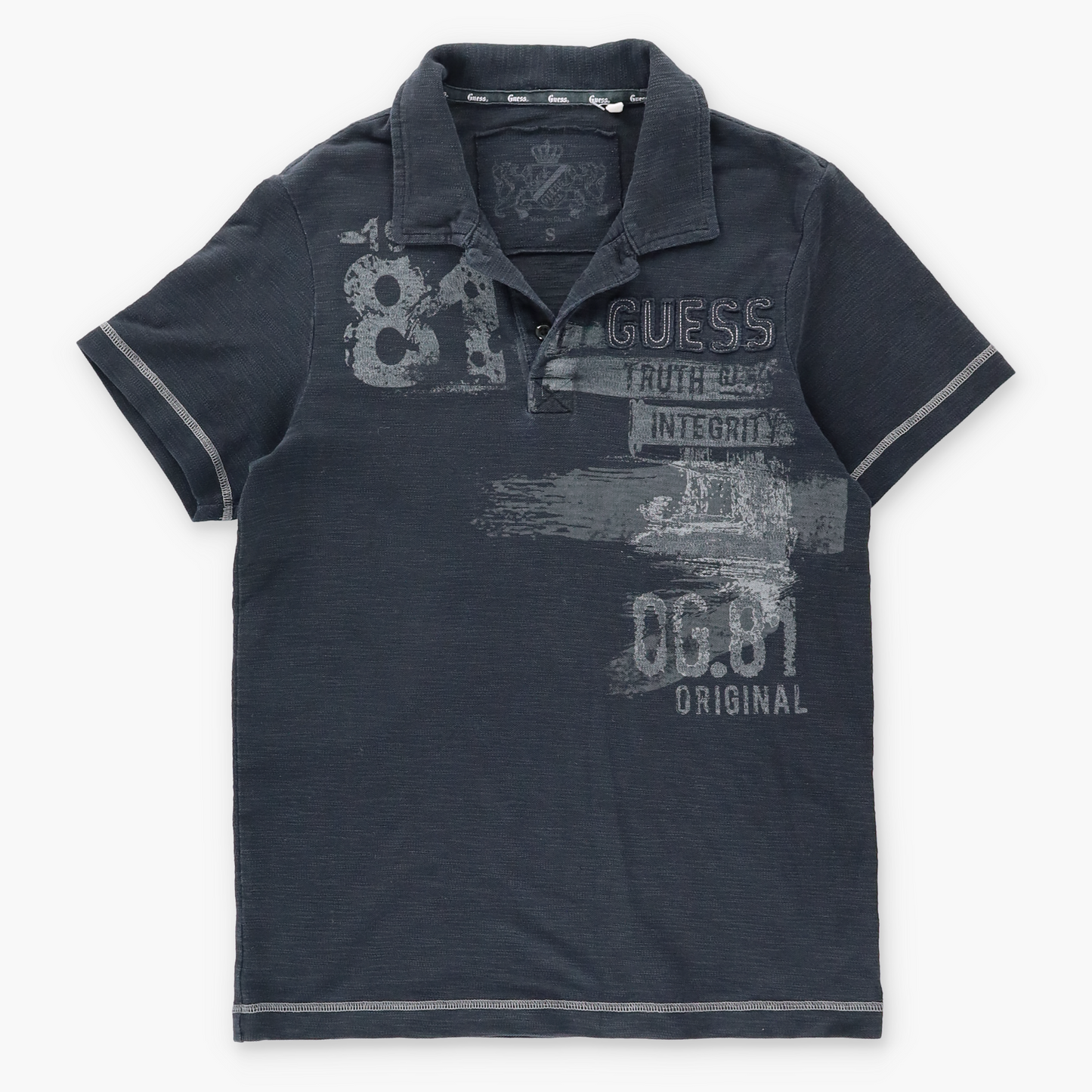 Vintage GUESS Y2K Black Grunge Polo Shirt T-Shirt *Aubs Vintage Sole Melbourne