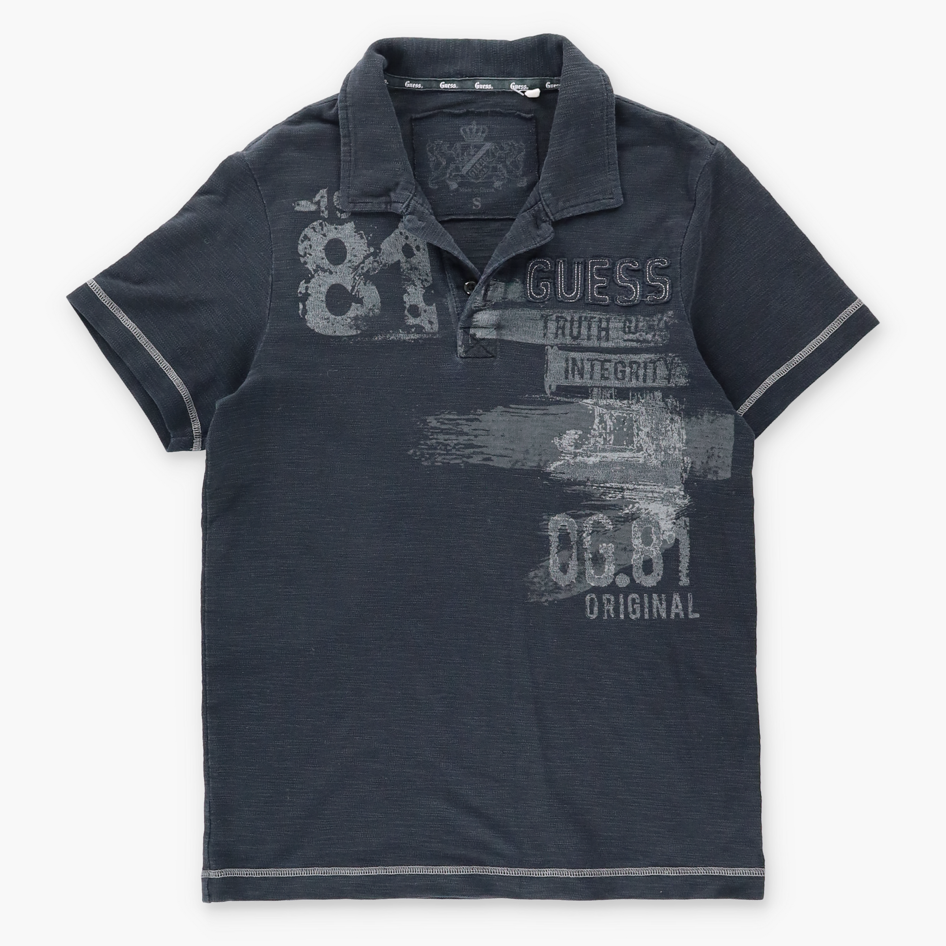 Vintage GUESS Y2K Black Grunge Polo Shirt T-Shirt *Aubs Vintage Sole Melbourne