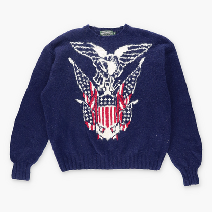 Vintage RALPH LAUREN Wool Eagle Navy USA Flag Hand Knit Sweatshirt *Aubs Vintage Sole Melbourne