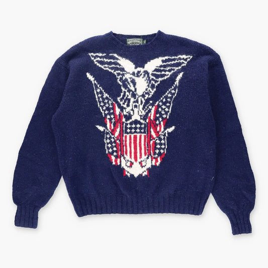 Vintage RALPH LAUREN Wool Eagle Navy USA Flag Hand Knit Sweatshirt *Aubs Vintage Sole Melbourne