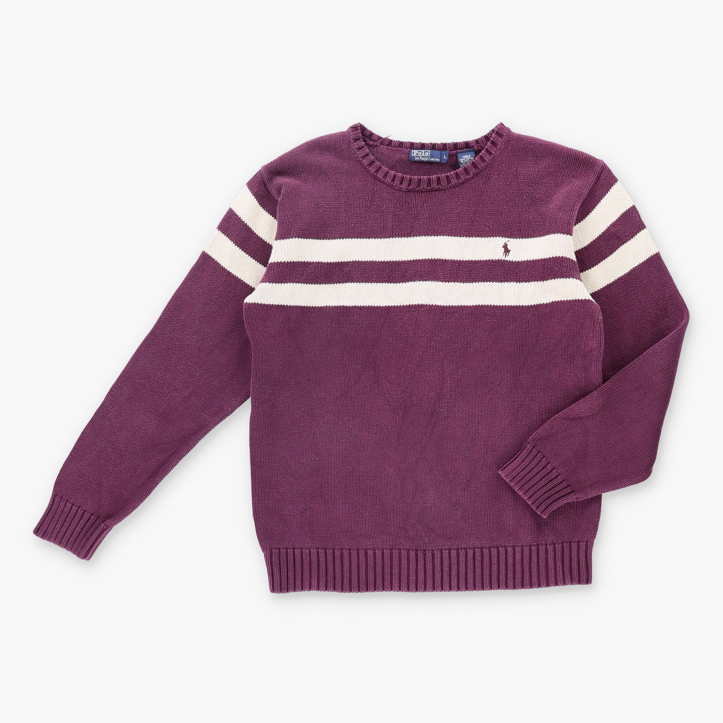 Vintage POLO RALPH LAUREN Maroon & Cream Knit Sweatshirt *Aubs Vintage Sole Melbourne