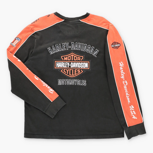 Vintage HARLEY DAVIDSON Embroidered & 3D Logo Thin V-Neck Sweatshirt (XL) ***COCO Vintage Sole Melbourne