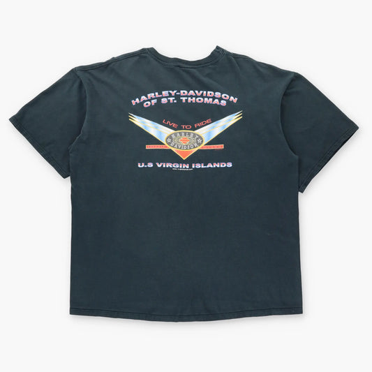 Vintage HARLEY DAVIDSON "Live To Ride" U.S Virgin Islands Y2K Tee (XL) ***COCO Vintage Sole Melbourne