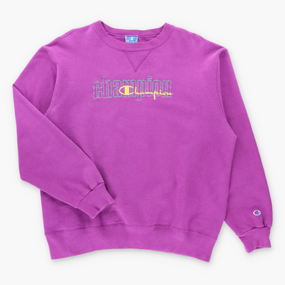 CHAMPION Magenta Embroidered Spell Out Logo USA Made Sweatshirt (XL) ***COCO Vintage Sole Melbourne