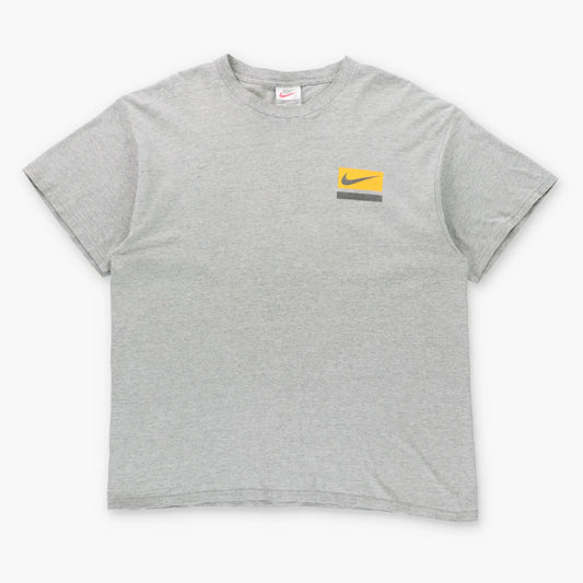 NIKE Performance Athletics Heather Grey & Yellow Centre Swoosh Logo Tee (XL) ***COCO Vintage Sole Melbourne