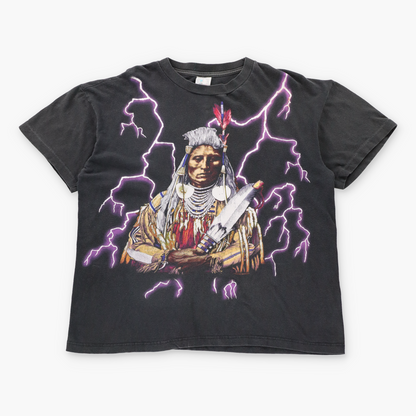 AMERICAN THUNDER Native American Purple Lightning All Over Print Boxy Tee (XL) ***COCO Vintage Sole Melbourne