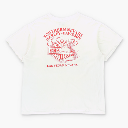 Vintage HARLEY DAVIDSON Las Vegas "American Legends" Wolf & Motorcycle Distressed Single Stitch Tee USA Made (XL) ***COCO Vintage Sole Melbourne