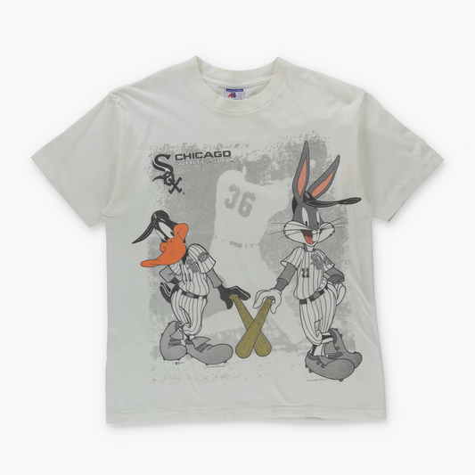 Looney Tunes Characters x Chicago White Sox MLB 1994 USA Made Single Stitch White Tee (L)
