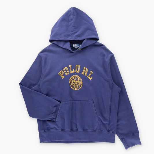 POLO RALPH LAUREN Navy & Yellow Collegiate Print Big Logo Hoodie Sweatshirt (XXL)