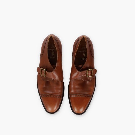 RALPH LAUREN POLO Brown Oxford Monk Strap Leather Shoes (9.5)