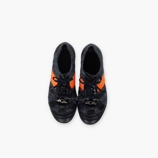 CHRISTIAN DIOR Monogram Leather & Canvas Sneakers (37.5)