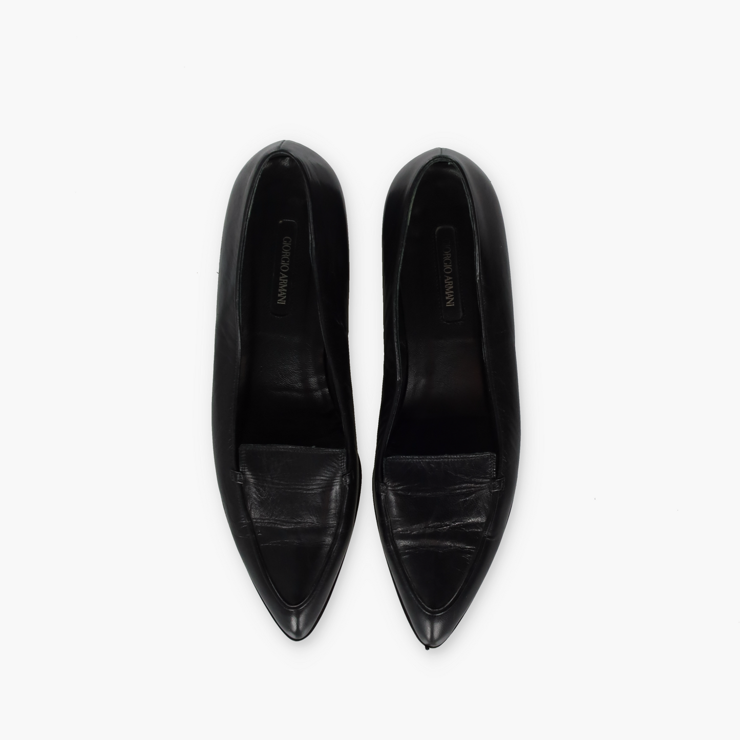 GIORGIO ARMANI Pointed Toe Black Loafers (39)