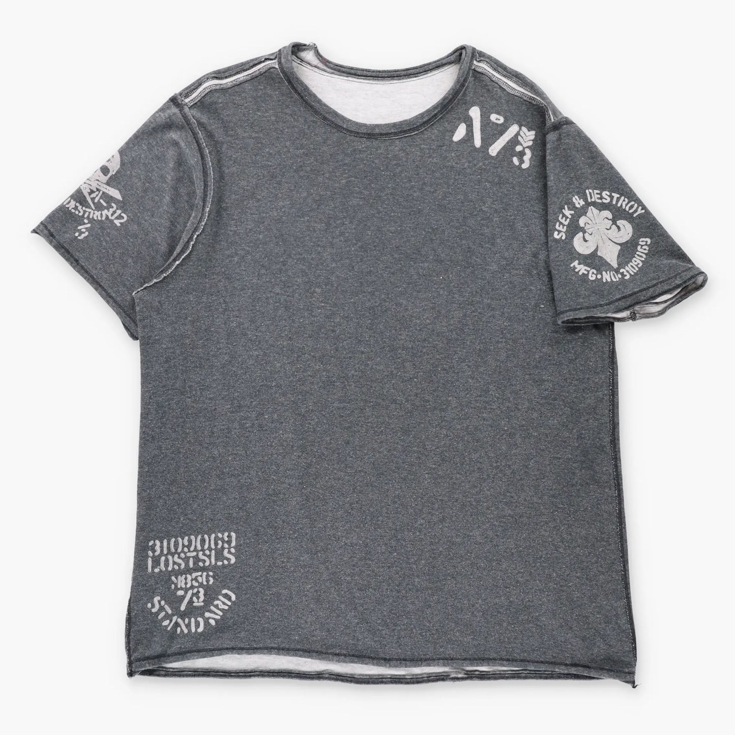 Vintage AFFLICTION Reversible Grey Chain & Cog Skulls Y2K T-Shirt (XXXL)