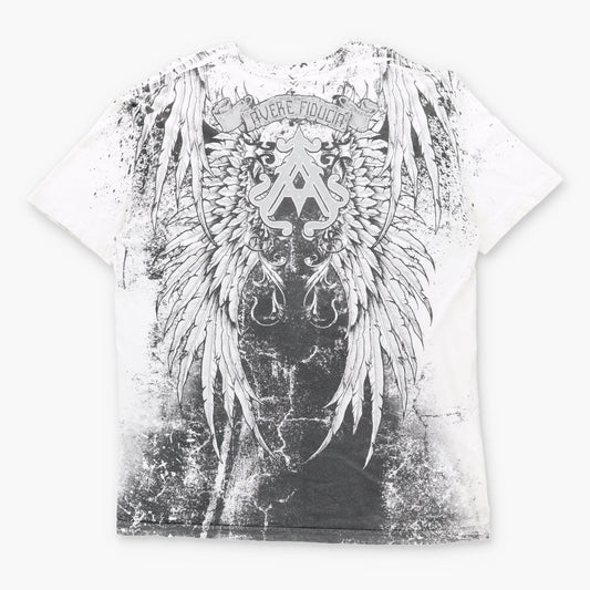 ARCHAIC AFFLICTION "Avere Fiducia" Vintage Silver Glitter Text Vintage Y2K T-Shirt (XXXL TALL)