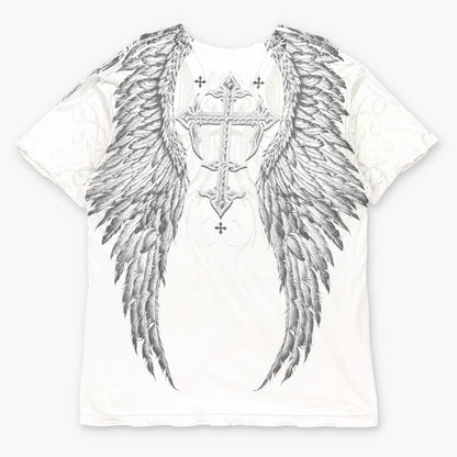 AFFLICTION Vintage Winged Skull Cross USA Made Y2K T-Shirt (XL)
