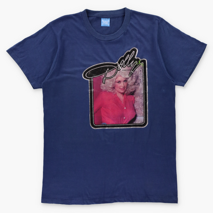 Vintage 1978 Dolly Parton Glitter Graphic Blue Single Stitch T-Shirt USA Made (Women's M-L)