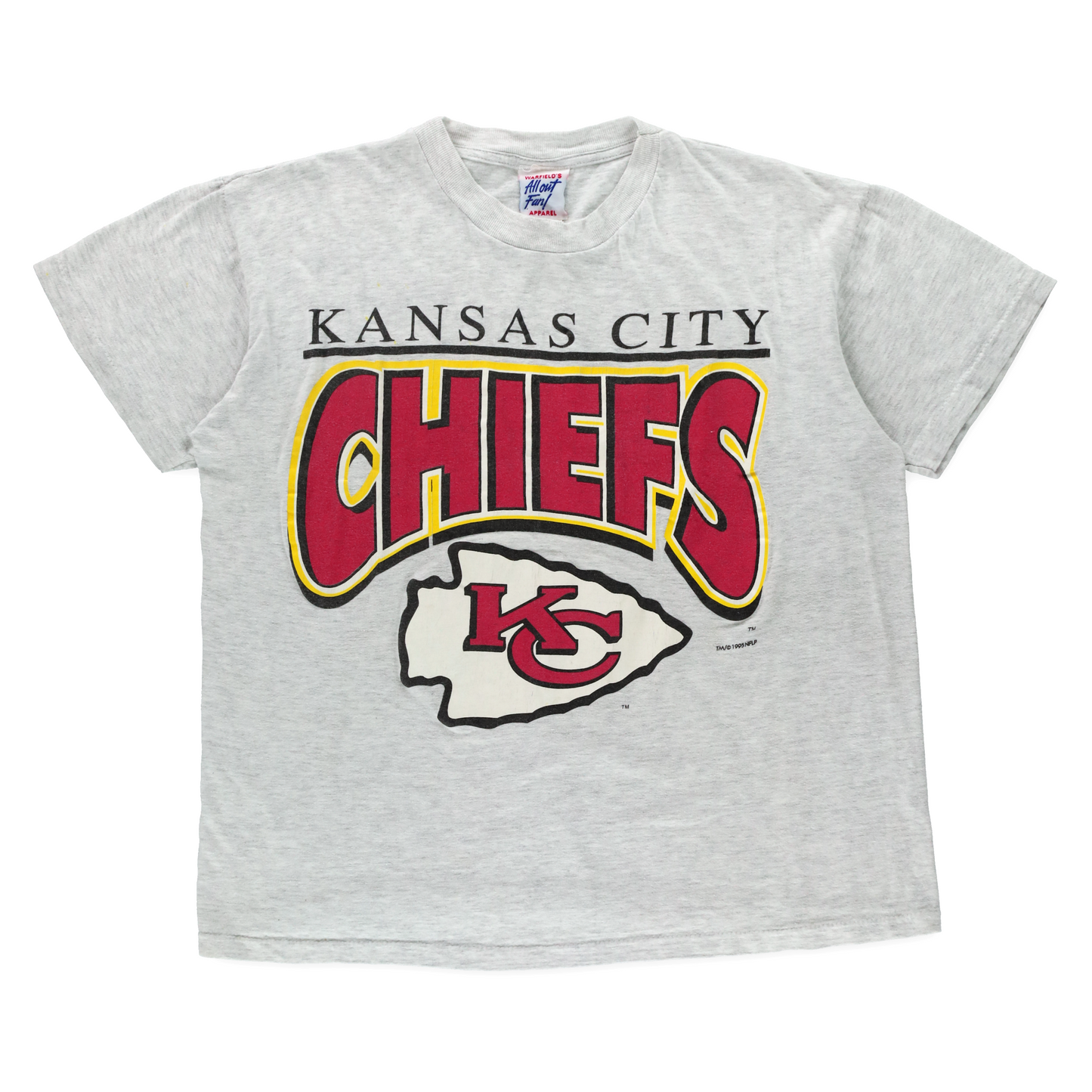 Vintage 1995 Kansas City Chiefs Light Heather Grey Single Stitch Football Tee (L)