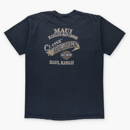 HARLEY DAVIDSON Maui Hawaii Black USA Made Double Sided T-Shirt (XL)