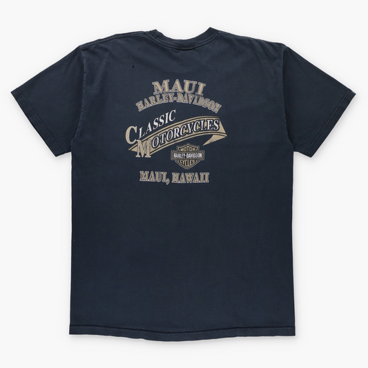 HARLEY DAVIDSON Maui Hawaii Black USA Made Double Sided T-Shirt (XL)