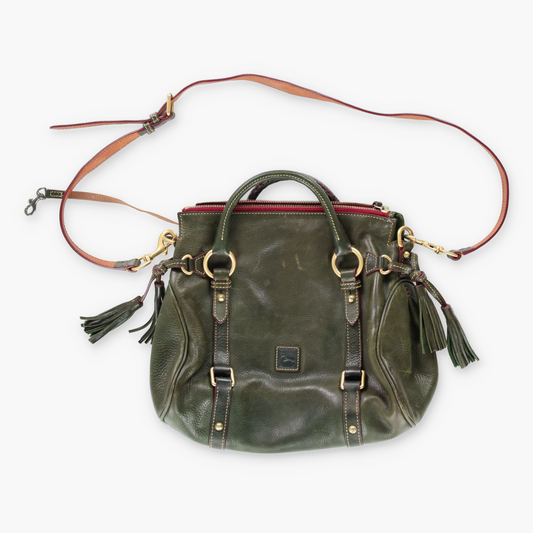 DOONEY & BOURKE J6820902 Florentine Tassel Green Leather Satchel Bag