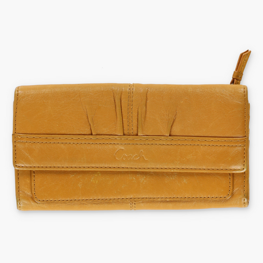 COACH Soho Yellow Pleated Leather Purse Wallet