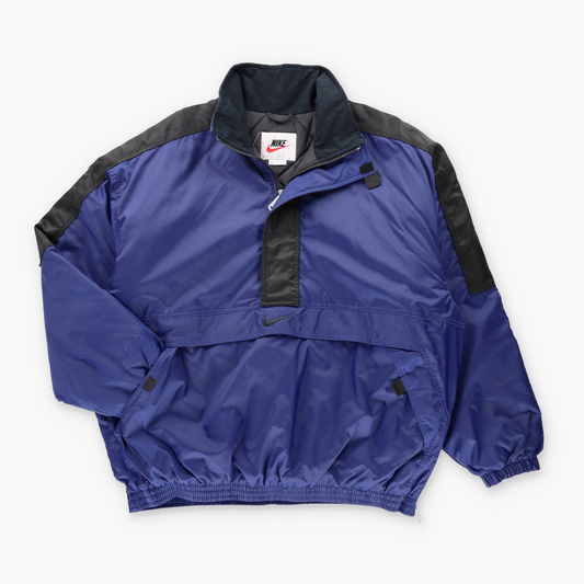 NIKE 90s Navy & Black Centre Swoosh 1/2 Zip Heavy Windbreaker Jacket (XL)