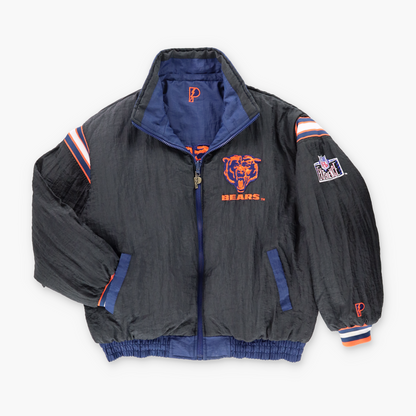 Chicago Bears Embroidered Patch PRO PLAYER Reversible Full Zip NFL Jacket Korean Made (XXL)