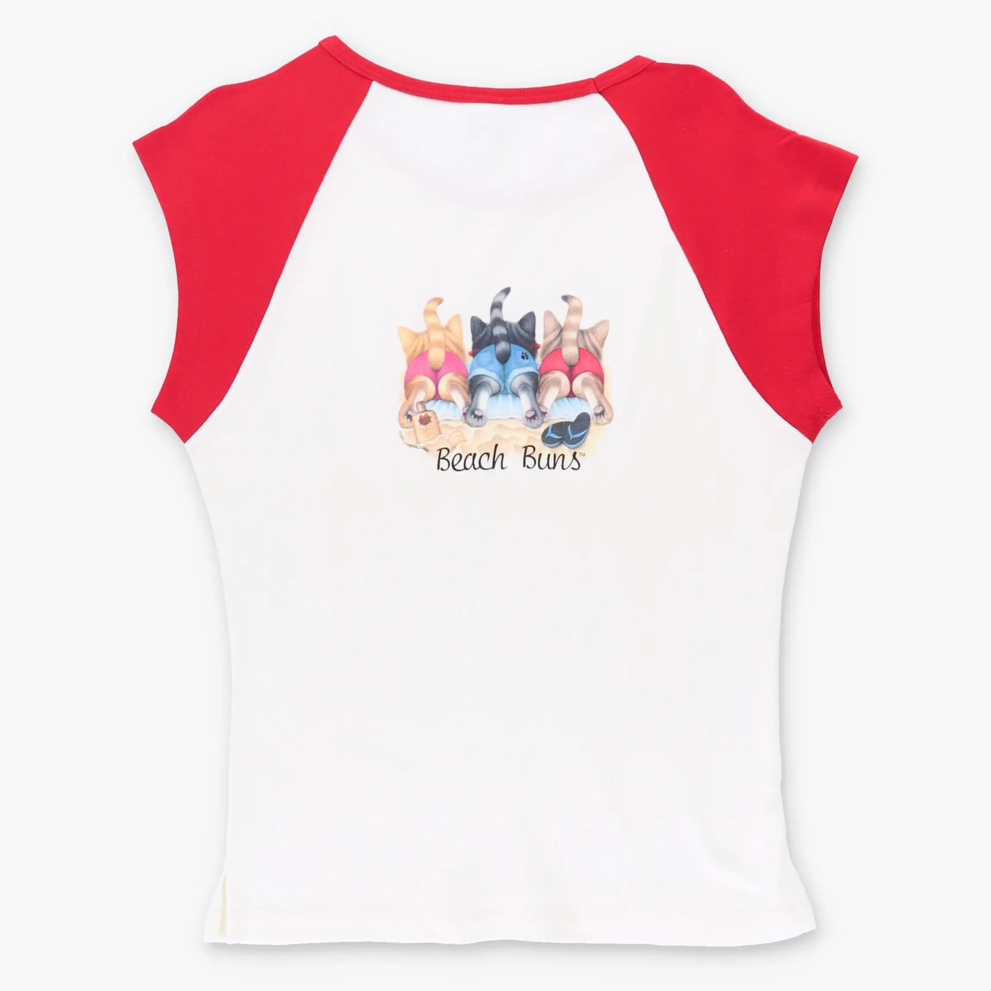 Vintage 'Beach Bums' Cats Front Back Ringer Baby Tee (M)