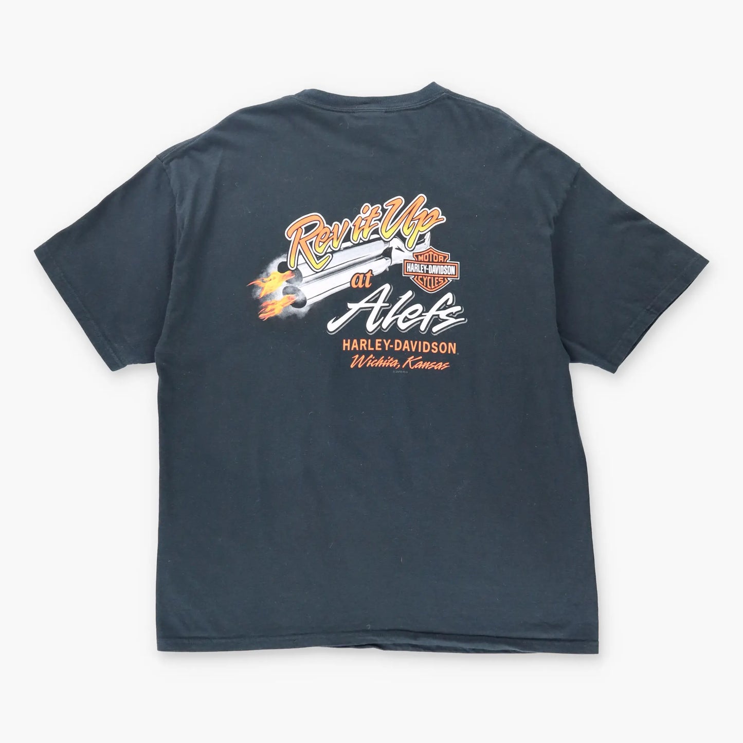 Vintage HARLEY DAVIDSON Clown Flaming Dice Motorcycle T-Shirt (XL)