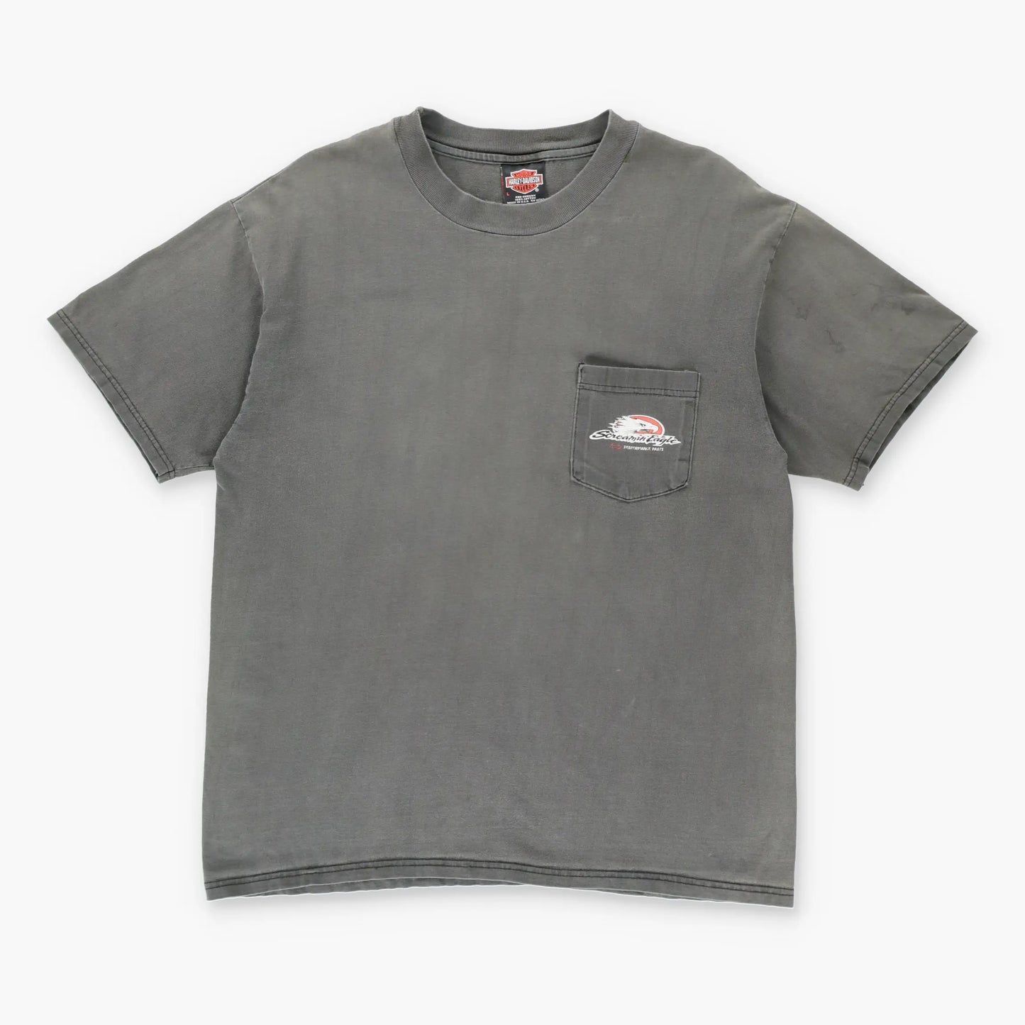 90's HARLEY DAVIDSON 'Screamin Eagle' Pocket Faded USA Made Vintage T-Shirt (L)