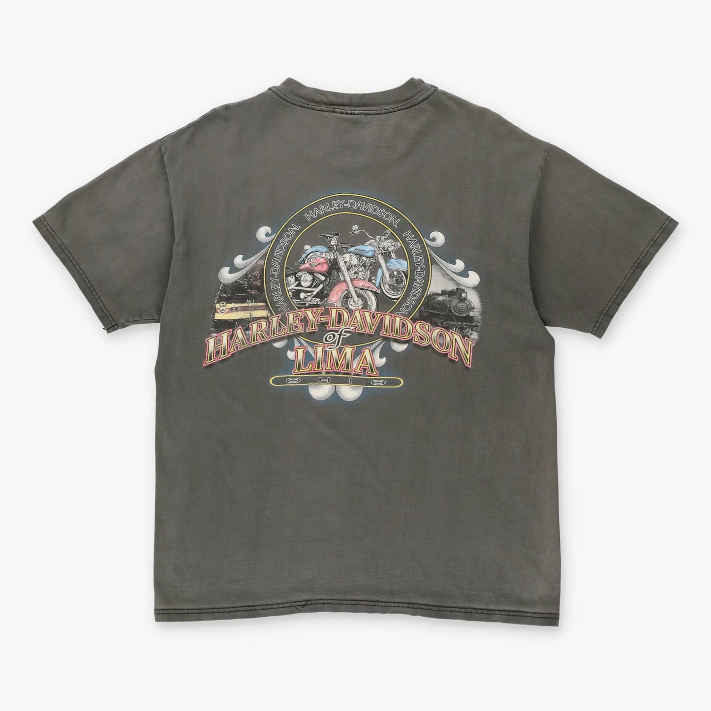 90's HARLEY DAVIDSON 'Screamin Eagle' Pocket Faded USA Made Vintage T-Shirt (L)