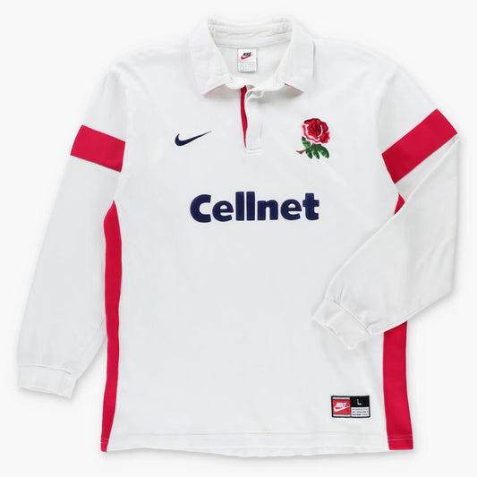 Vintage 90s NIKE England Home Long Sleeve Rugby Jumper (L)