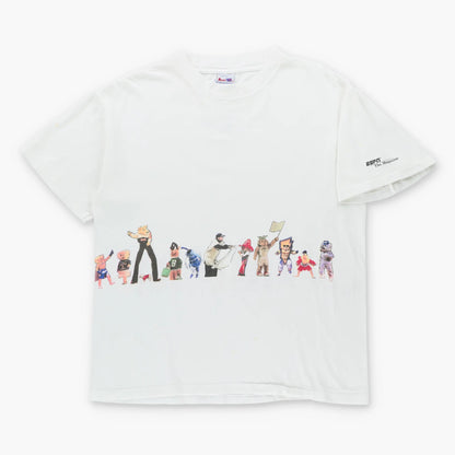 Vintage 90s ESPN Mascots USA Made White Single Stitch T-Shirt (L)
