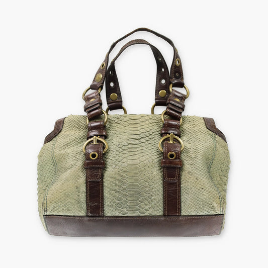 COACH 'Chelsea' 11008 Sage Green Python Embossed Leather Buckle Shoulder Bag