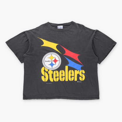 Vintage 1993 Pittsburgh Steelers Retro NFL Faded Black THE GAME Boxy Tee (XXL-XXXL) Vintage Sole Melbourne