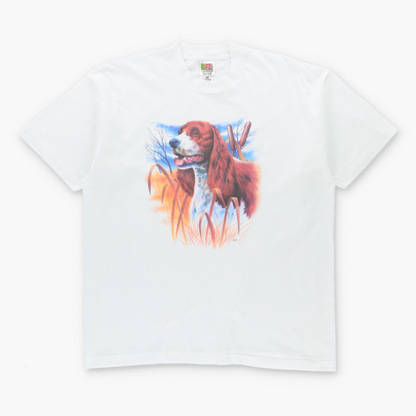 Vintage Dog In Reeds Single Stitch White FRUIT OF THE LOOM Tee (XL) Vintage Sole Melbourne