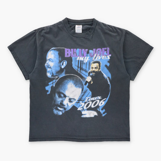 Vintage Billy Joel 'My Lives' Tour 2006 Double Sided Faded Black Tee (L)