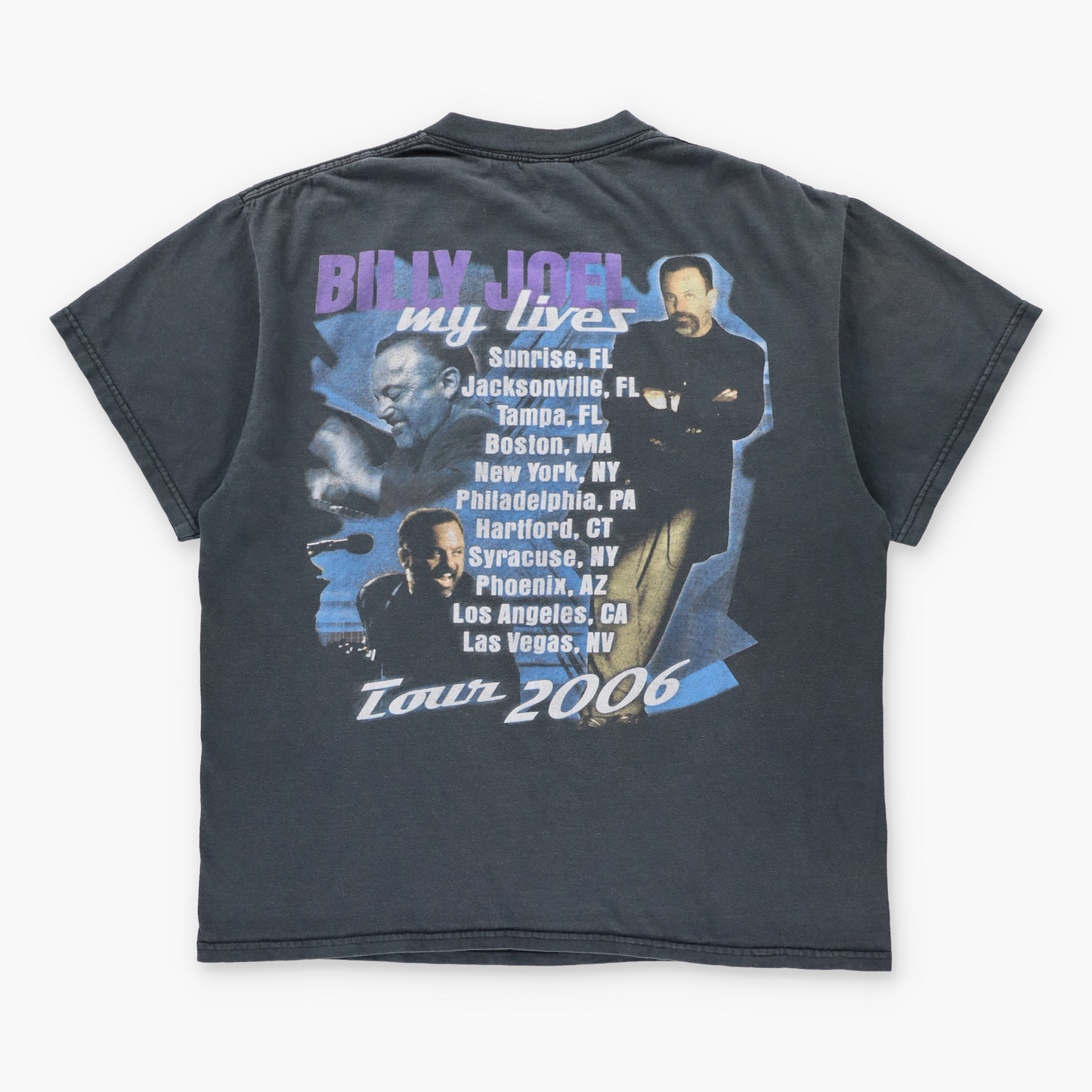 Vintage Billy Joel 'My Lives' Tour 2006 Double Sided Faded Black Tee (L) Vintage Sole Melbourne