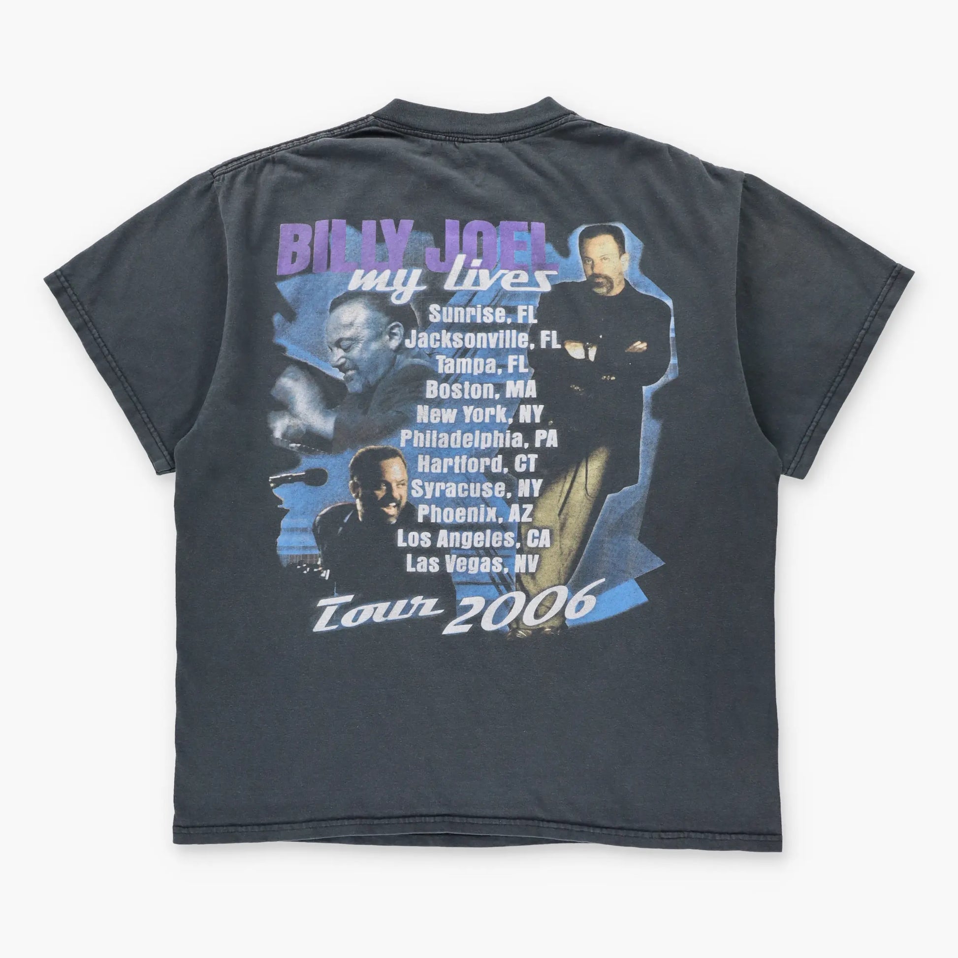 Vintage Billy Joel 'My Lives' Tour 2006 Double Sided Faded Black
