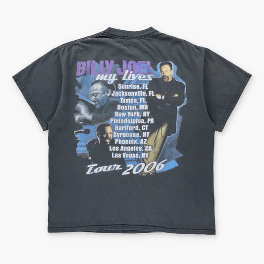 Vintage Billy Joel 'My Lives' Tour 2006 Double Sided Faded Black Tee (L)
