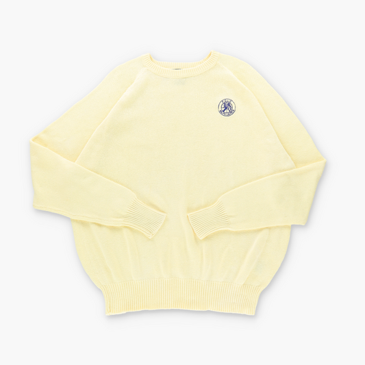 POLO RALPH LAUREN Embroidered Pale Yellow & Blue Knit Sweater (XL TALL)
