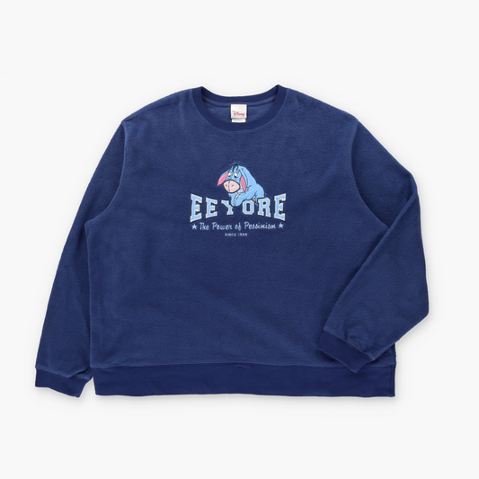 DISNEY Eeyore Embroidered 'The Power of Pessimism' Blue Fleece Sweatshirt (XXL)