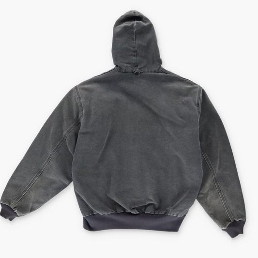 CARHARTT 90s Grey Hooded Canvas Zip-Up Canvas Bomber Jacket (L-XL)
