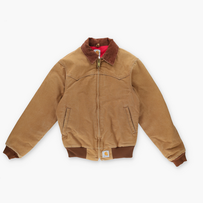 CARHARTT 90s 'Santa Fe' Corduroy Collar Brown Canvas Lined Zip-Up Jacket (S-M)