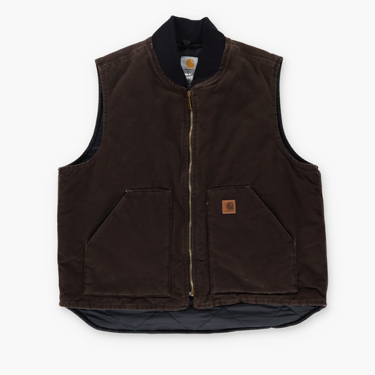 CARHARTT V02 Brown Workwear Quilt Lined Chore Vest (XL)