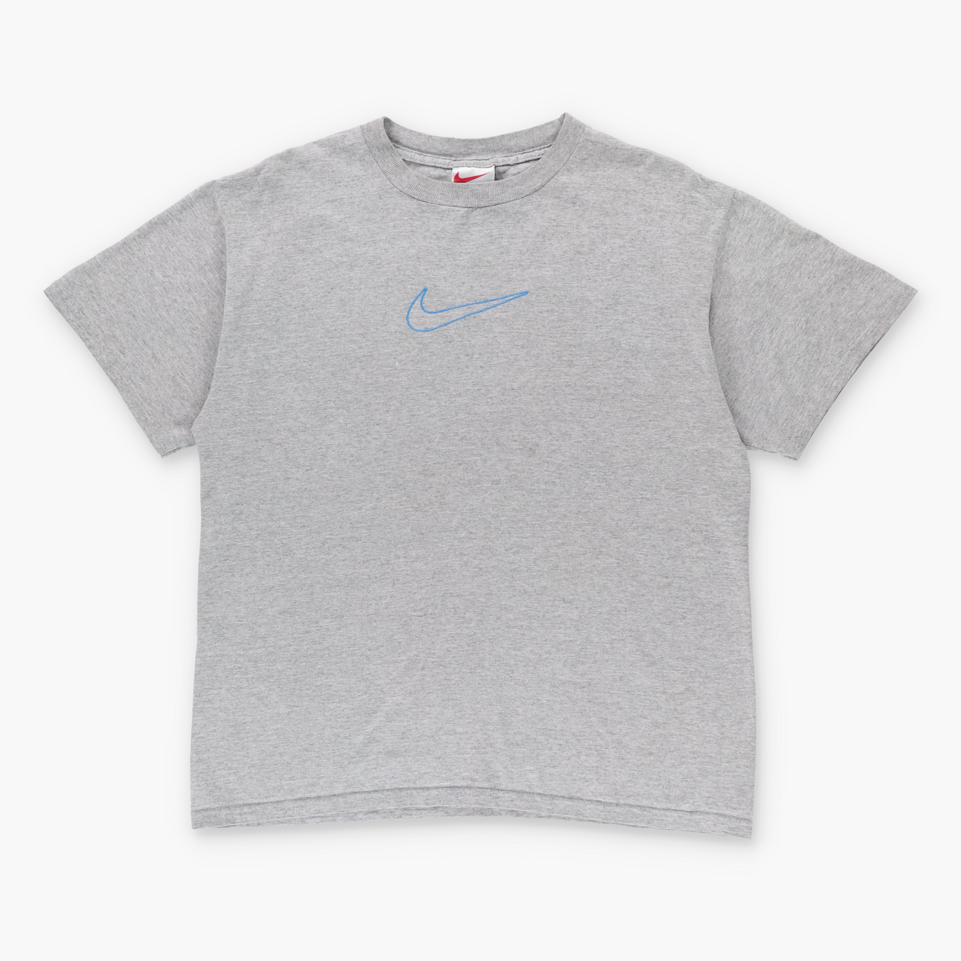Vintage NIKE Embroidered Grey & Blue T-Shirt (M-L) *Aubs Vintage Sole Melbourne
