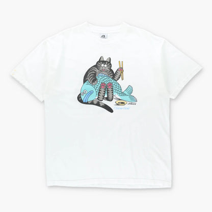 Vintage B KILBAN CAT Giant Fish Hawaii Double Sided USA Made Tee (XL)