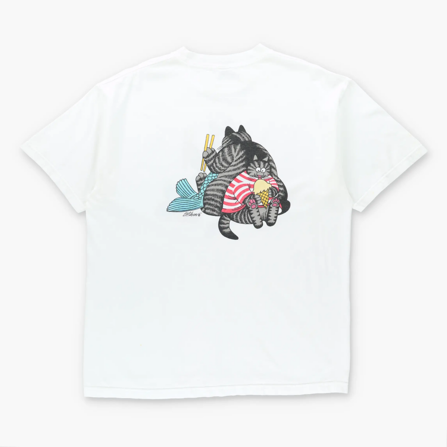 Vintage B KILBAN CAT Giant Fish Hawaii Double Sided USA Made Tee (XL)