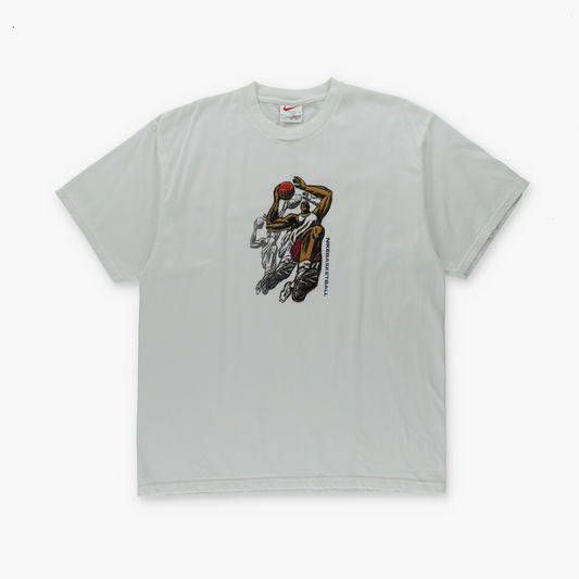NIKE Basketball Illustrated Dunk Graphic White T-Shirt (L-XL)